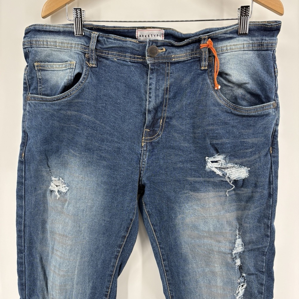 Arketype Men's 38x34 Stone Wash Distressed Jean‎